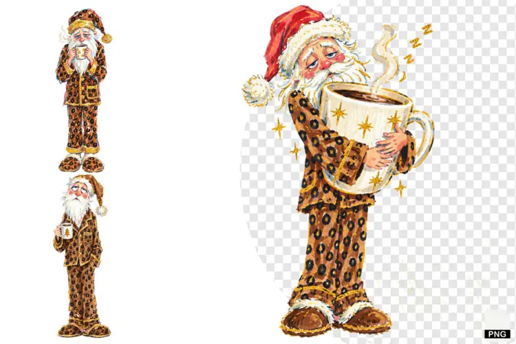 Christmas Santa Love Coffee PNG