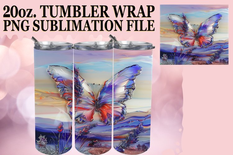 20oz Wrap: Stunning Glitter Butterfly Patterns