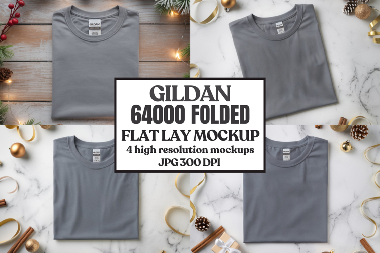 Gildan 64000 Folded Christmas Flat Lay T-shirt