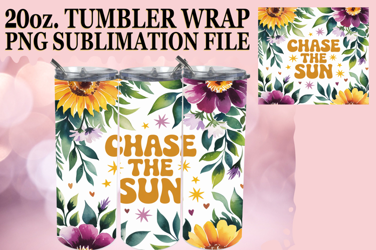 BLISSFUL SUNSETS 20oz TUMBLER WRAP, Flower Quote