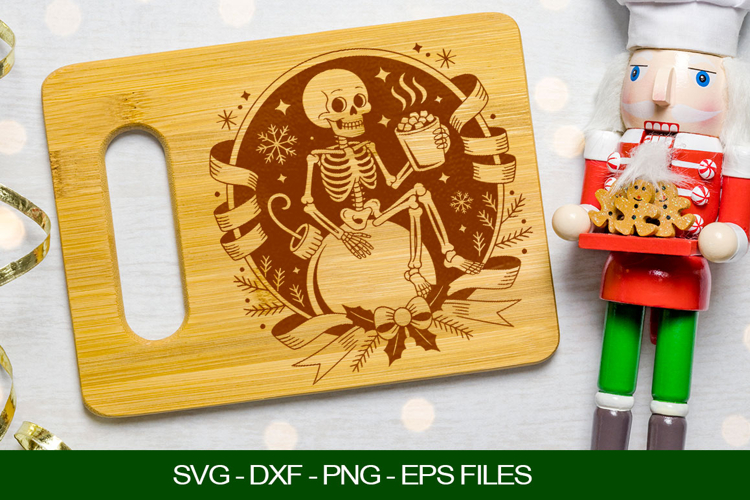 Christmas Skeleton Cutting Board SVG