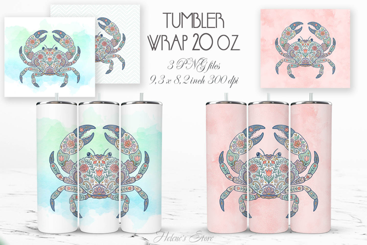Cute ocean crab pastel straight tumbler 20oz wrap designs