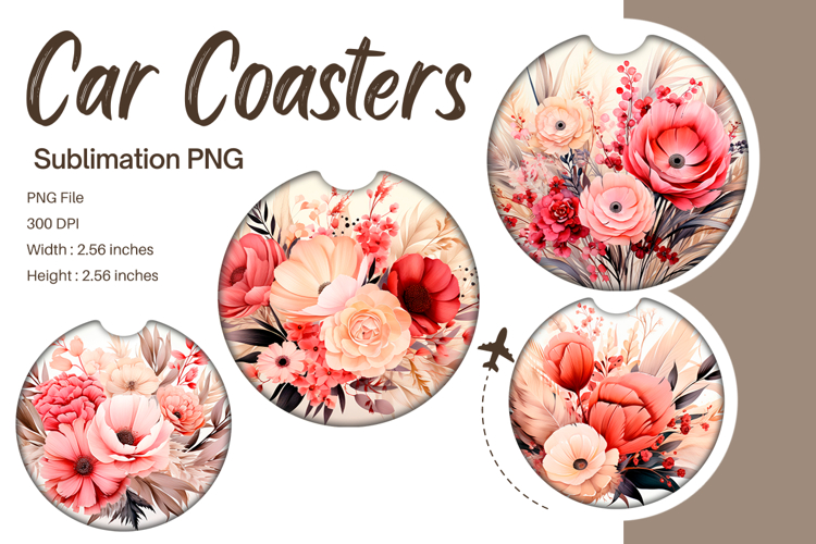 Flower Car Coasters Sublimation Keychains Accessories_105