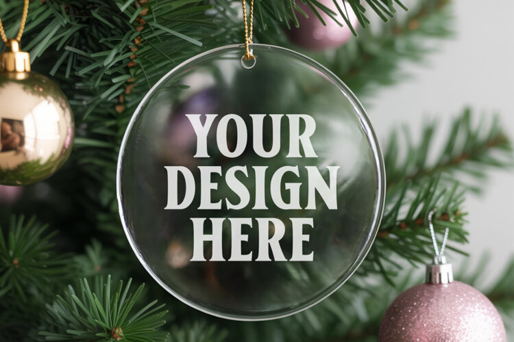 Acrylic Christmas Ornament Mockups , acrylic blank mockup example image 1