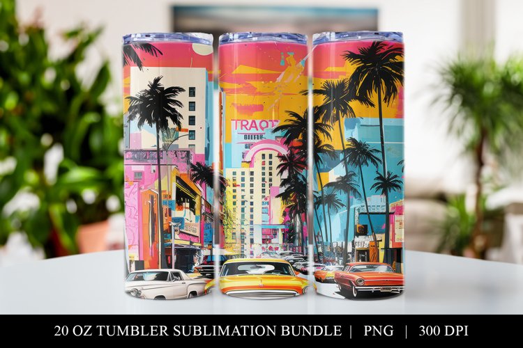 Miami Pop Art 20 oz Skinny Tumbler Sublimation Design example image 1