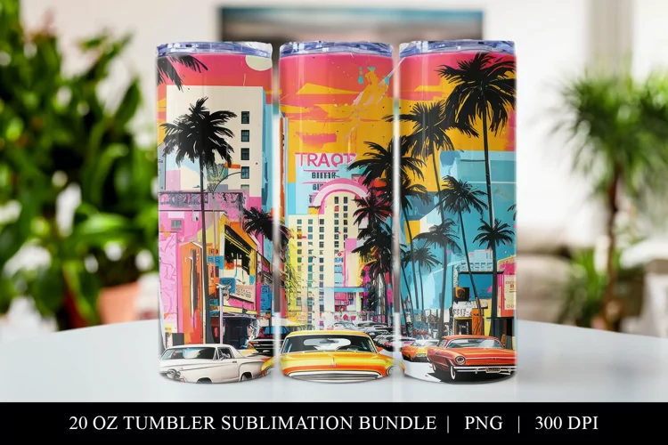Miami Pop Art 20 oz Skinny Tumbler Sublimation Design