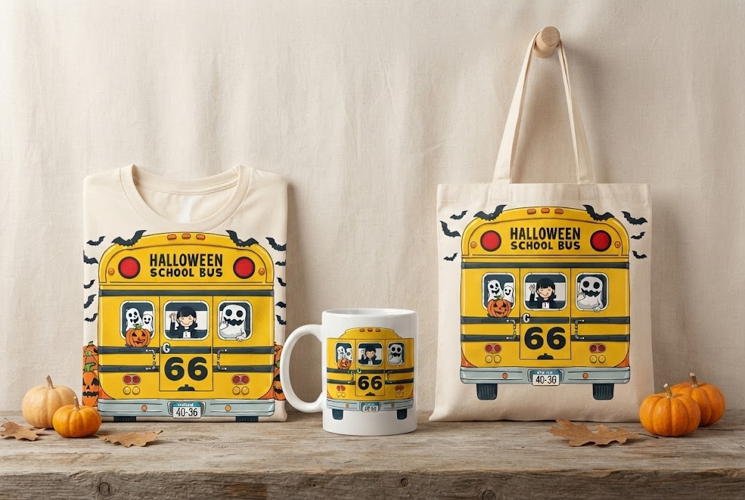 Halloween School Bus PNG | Spooky School Bus Clipart