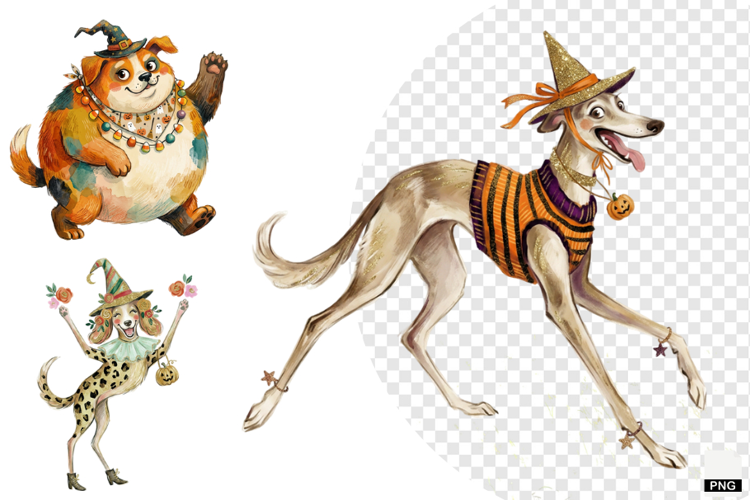 Whimsical Halloween Dogs PNG