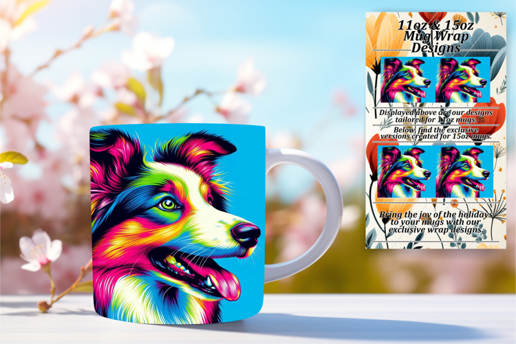 Charming 15oz Mug Wrap Png Design , Dog