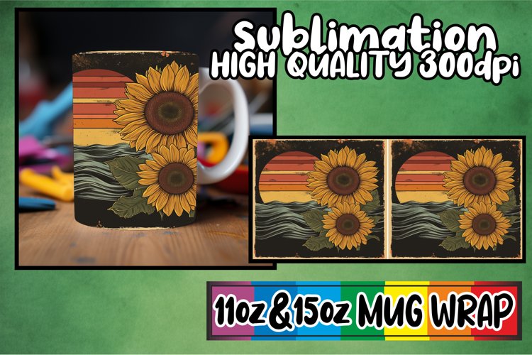 Retro Blossoms: Spring Mug Wrap SublimatioVintage Floral Har example image 1