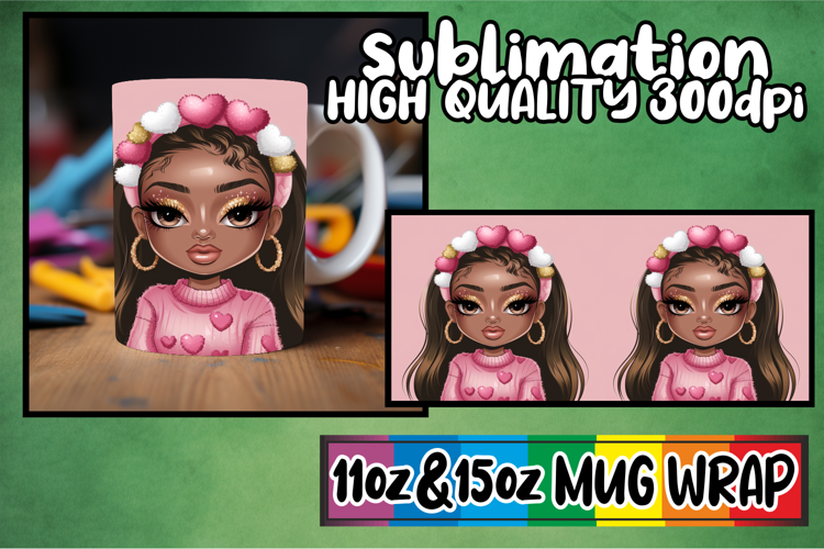 Luminous vibes sublimation mug wrap, Afro Girl