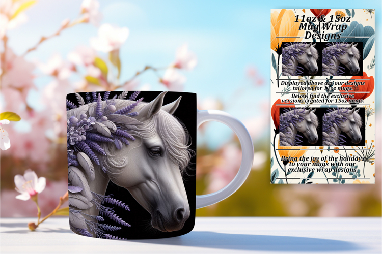 EXQUISITE 11oz Mug Wrap PNG Template , Horse