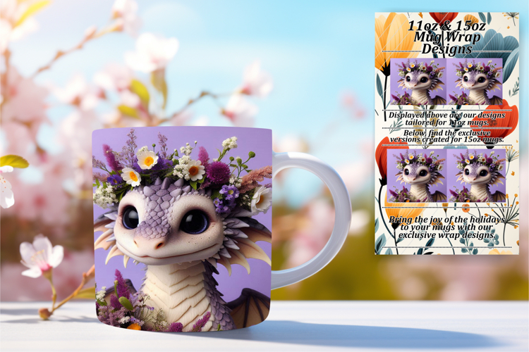 Vibrant 11oz Mug Wrap Png Artwork , Dragon