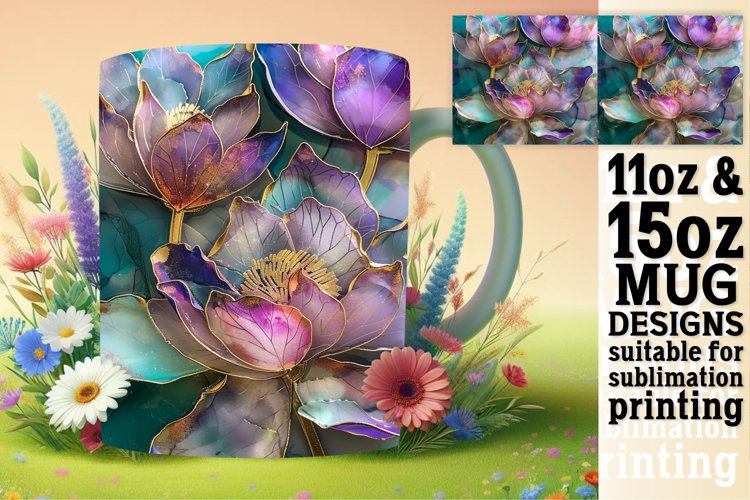 Elegant Blossom Wonderland Mug Wrap: Sublimation - 11oz/15oz