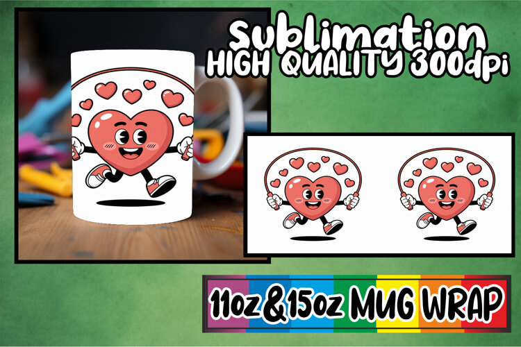 Sweet nostalgia 11oz 15oz mug wrap, Valenines Heart example image 1