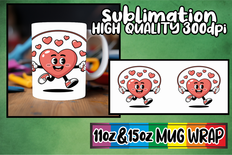 Sweet nostalgia 11oz 15oz mug wrap, Valenines Heart