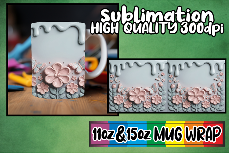 Blissful travels 11oz 15oz sublimation wrap, 3D Flowers