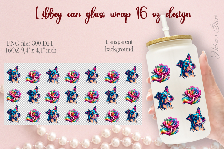 Valentines day pattern Libbey Can Glass Wrap 16oz design png