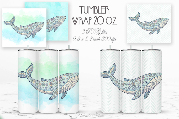 Cute ocean whale pastel straight tumbler 20oz wrap designs