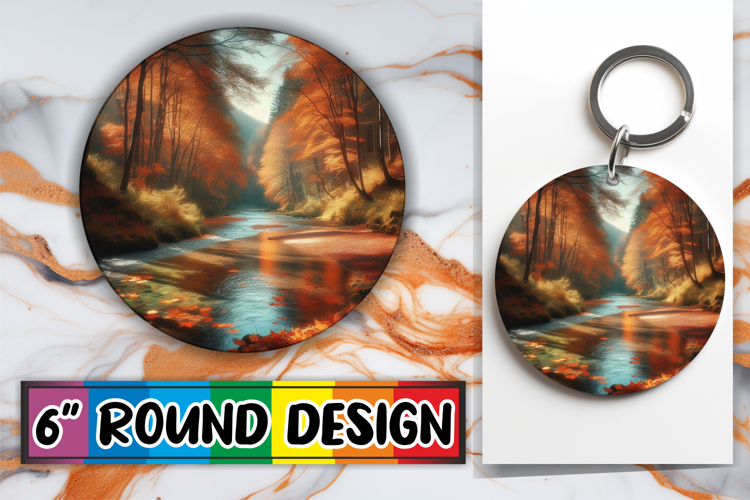 Unique Circle Keychain Magic PNG, Autumn