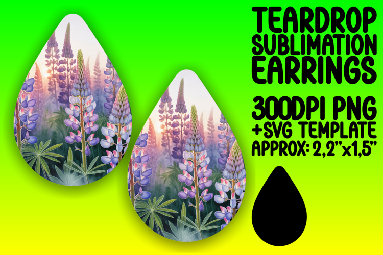 Trendy Teardrop Earrings Template for Crafts , Flowers
