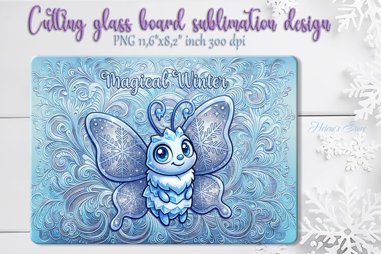 Funny Snowflake Butterfly cutting board sublimation design example image 1