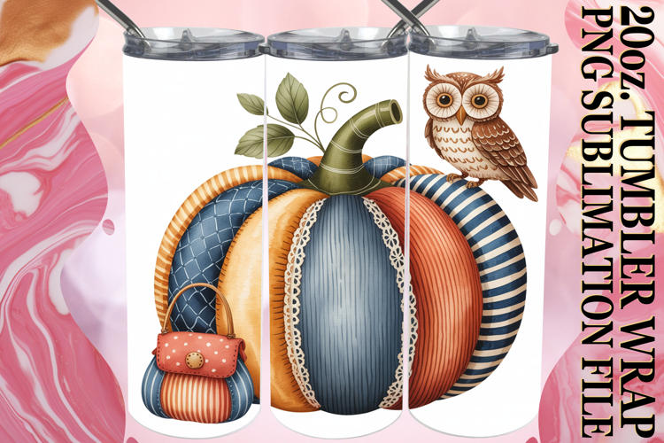 Radiant thoughts 20oz tumbler wrap, Pumpkin Watercolor