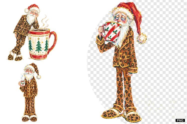 Christmas Santa Love Coffee PNG example image 1