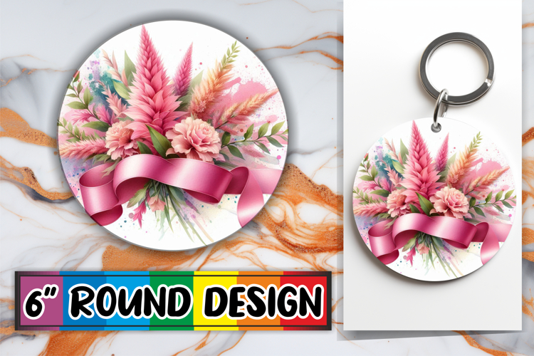 Playful Circle Car Coaster Sublimation, Flowers