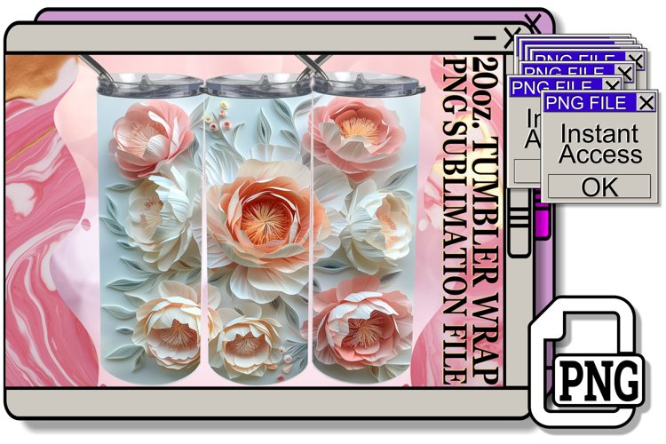 Enchanting Blooming Flower 3D Tumbler Sublimation example image 1