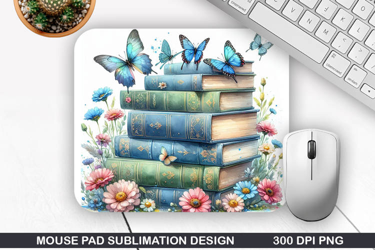 Book Flower Mouse Pad Sublimation, Animals Mouse Pad PNG