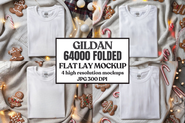 Gildan 64000 Folded Christmas Flat Lay T-shirt