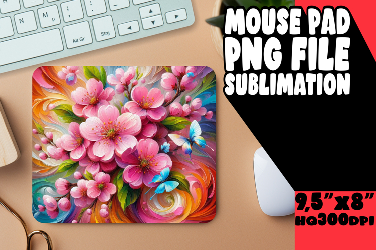 Cheerful Mouse Pad PNG Style, Flowers