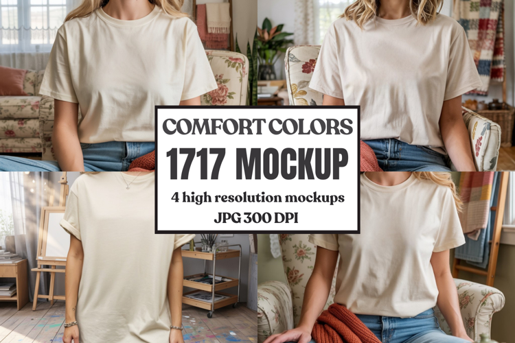 Comfort Colors 1717 Yellow T-Shirt Mockup