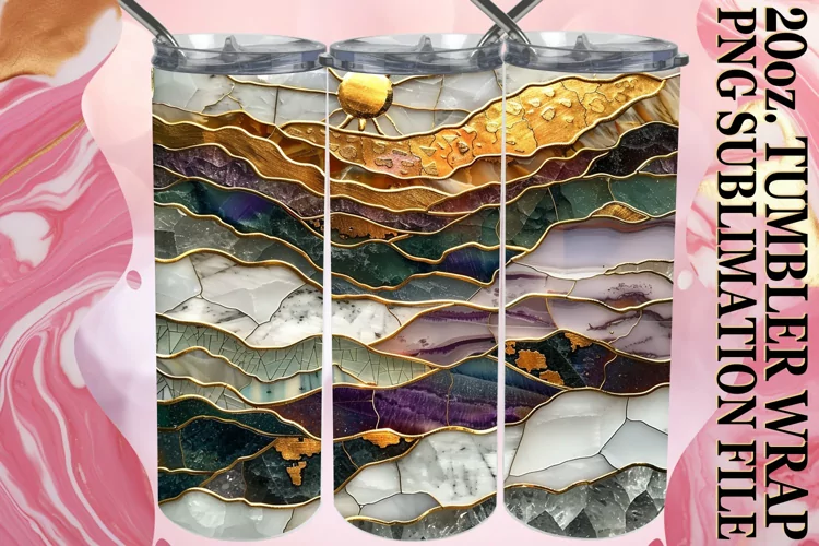 Golden Vista: Gilded Landscape Tumbler 20oz