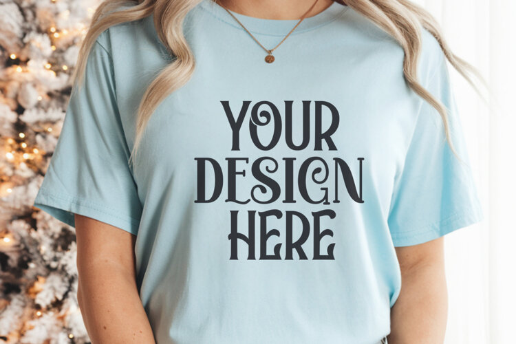 Chambray Comfort Colors 1717 Christmas Mockup, CC 1717 example image 1