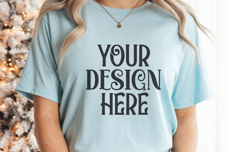 Chambray Comfort Colors 1717 Christmas Mockup, CC 1717