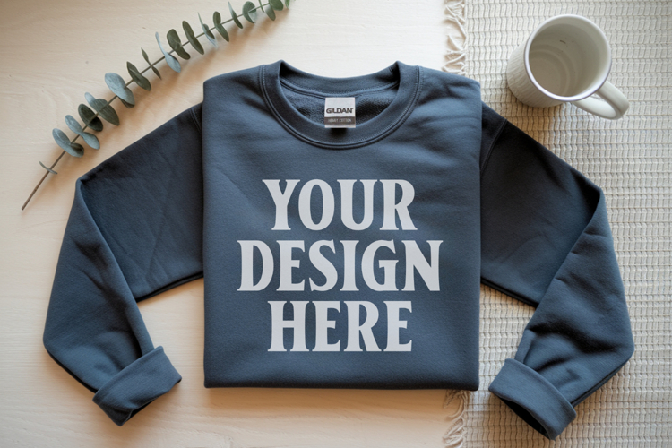 Charcoal Gildan 18000 Folded Flat Lay Mockups