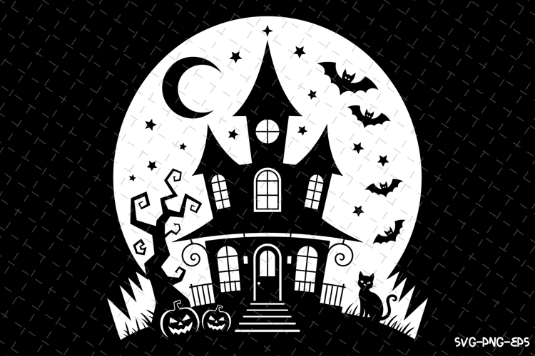 Haunted House Silhouette Image 7