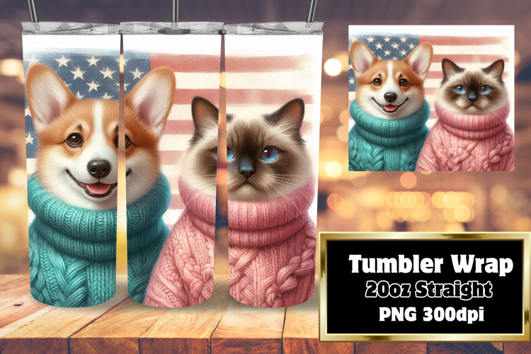 High-Quality 20oz Tumbler Design , Dog and cat