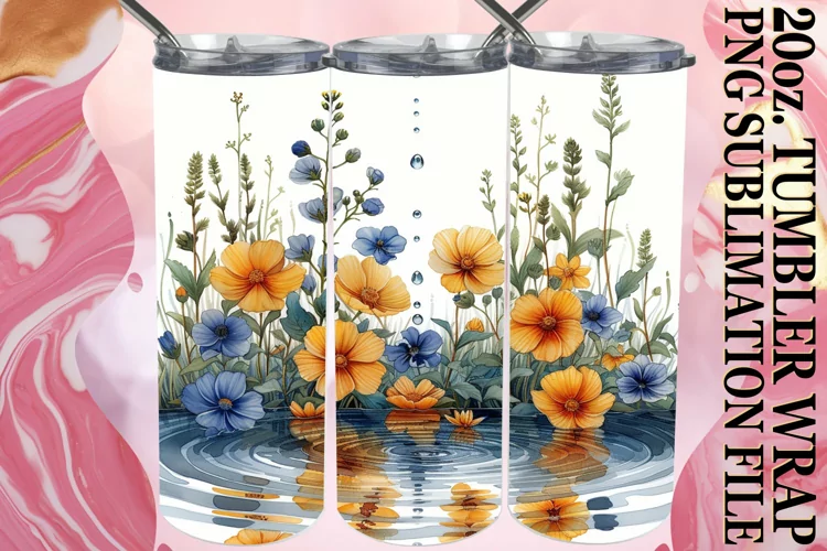 Elegant Flower Pattern Tumbler Wrap for Spring