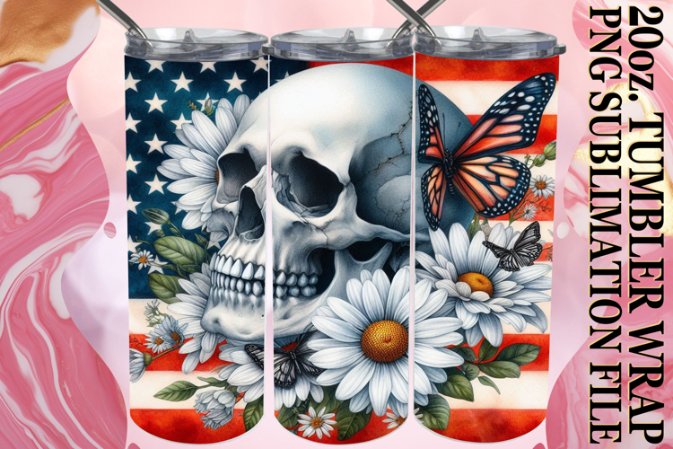 Enchanted Dreams 20oz tumbler wrap, Skull USA
