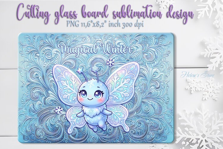 Cute Snowflake Butterfly kitchen glass cutting board design example image 1