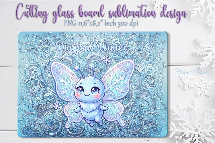 Cute Snowflake Butterfly kitchen glass cutting board design