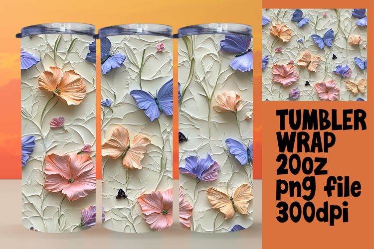 ELEGANT 20oz Sublimation Tumbler Wrap , 3D Flower