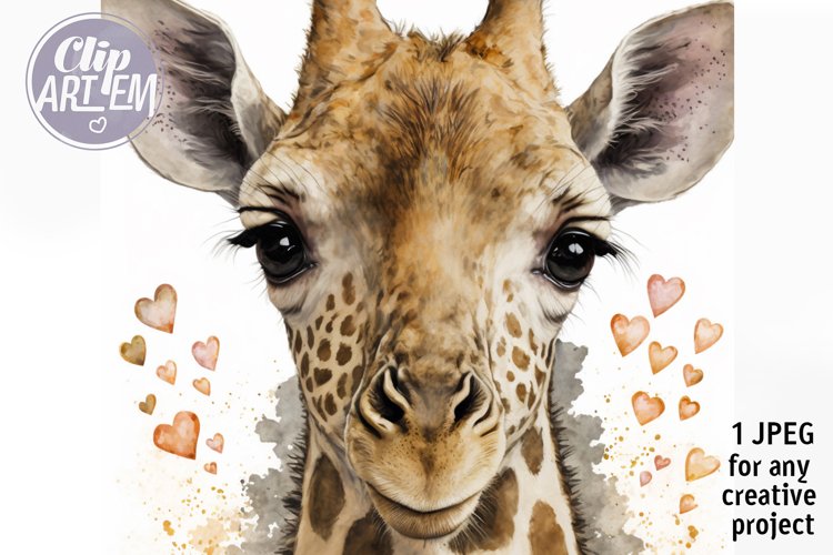Giraffe Wall Decor Watercolor Print JPEG File African Image