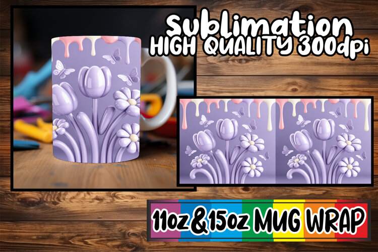 Happy journeys 11oz 15oz sublimation wrap, 3D Flowers example image 1