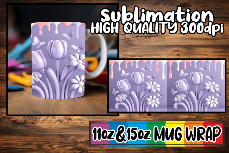 Happy journeys 11oz 15oz sublimation wrap, 3D Flowers