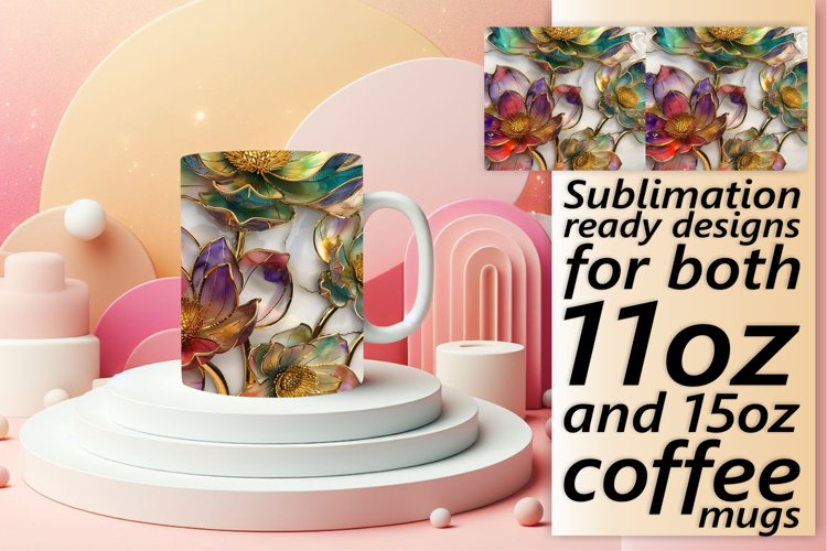 Radiant 3D Floral Delight Mug Wrap: Sublimation - 11oz/15oz