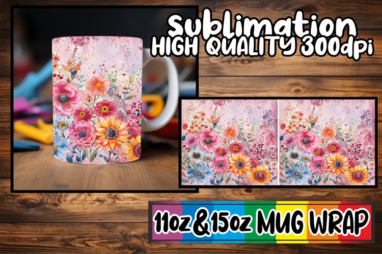 Springtime Abstract Blooms Mug Wrap 11oz 15oz example image 1